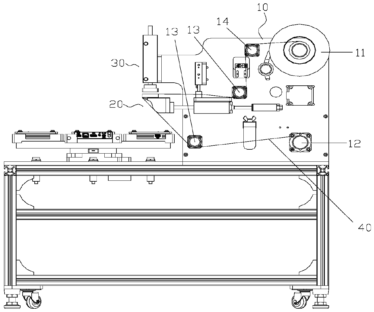 Suction labeling type automatic labeling structure, labeling method and set-top box labeling mechanism