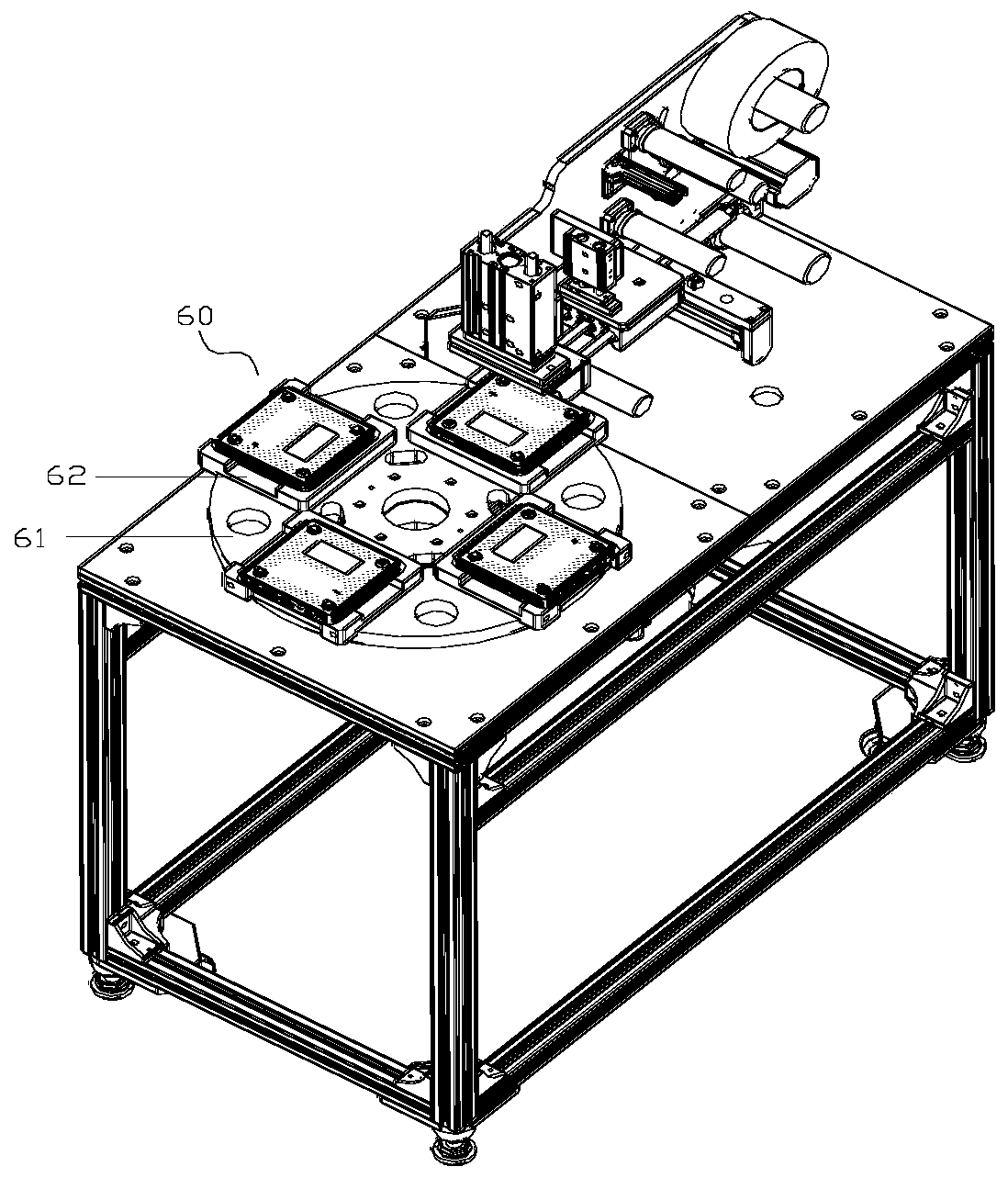 Suction labeling type automatic labeling structure, labeling method and set-top box labeling mechanism