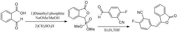 Synthetic method for 2-fluoro-5-[(3-oxo-1(3H)-isobenzofurylidene)methyl] benzonitrile