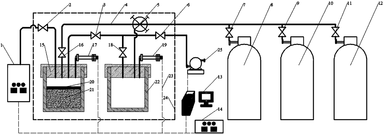 Nitrogen injection stimulation coal seam pressure monitoring and methane desorption efficiency evaluation device and method