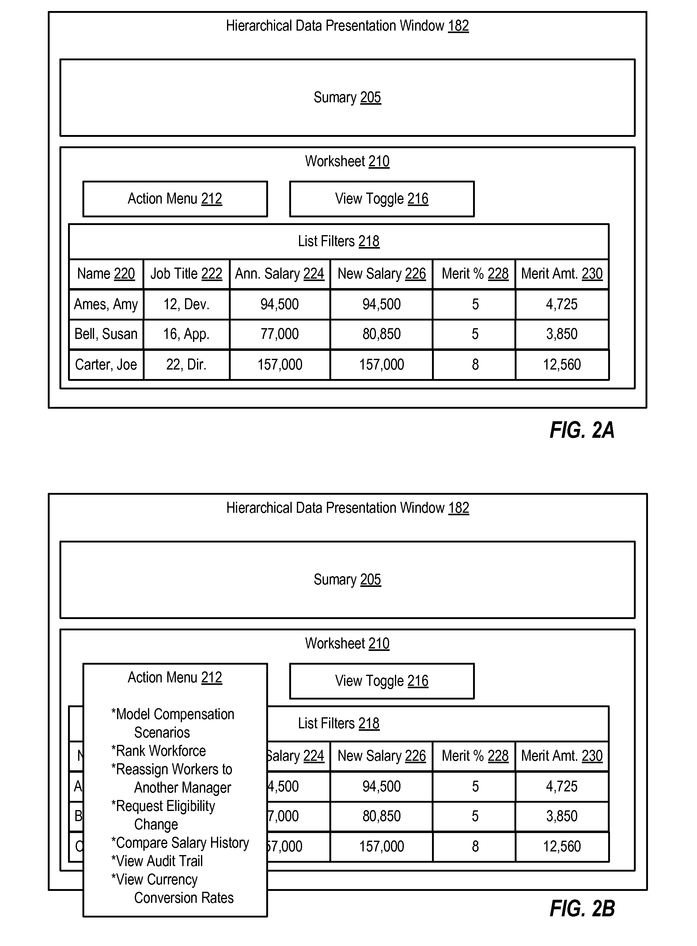 Presentation of hierarchical data in multiple consistent views