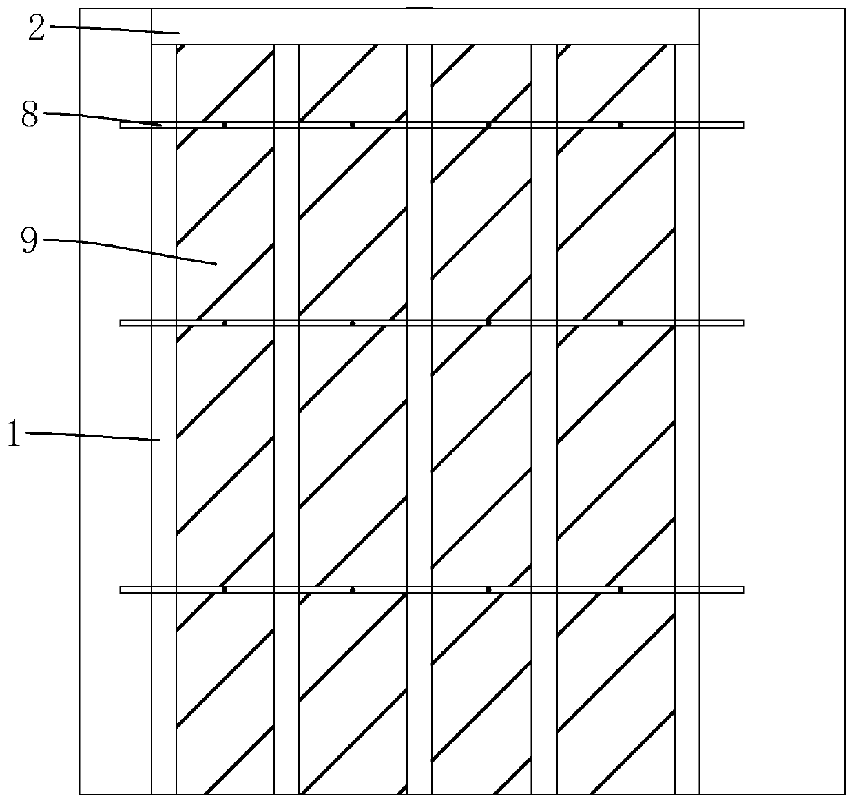 Backfill area foundation pit supporting structure and construction method thereof