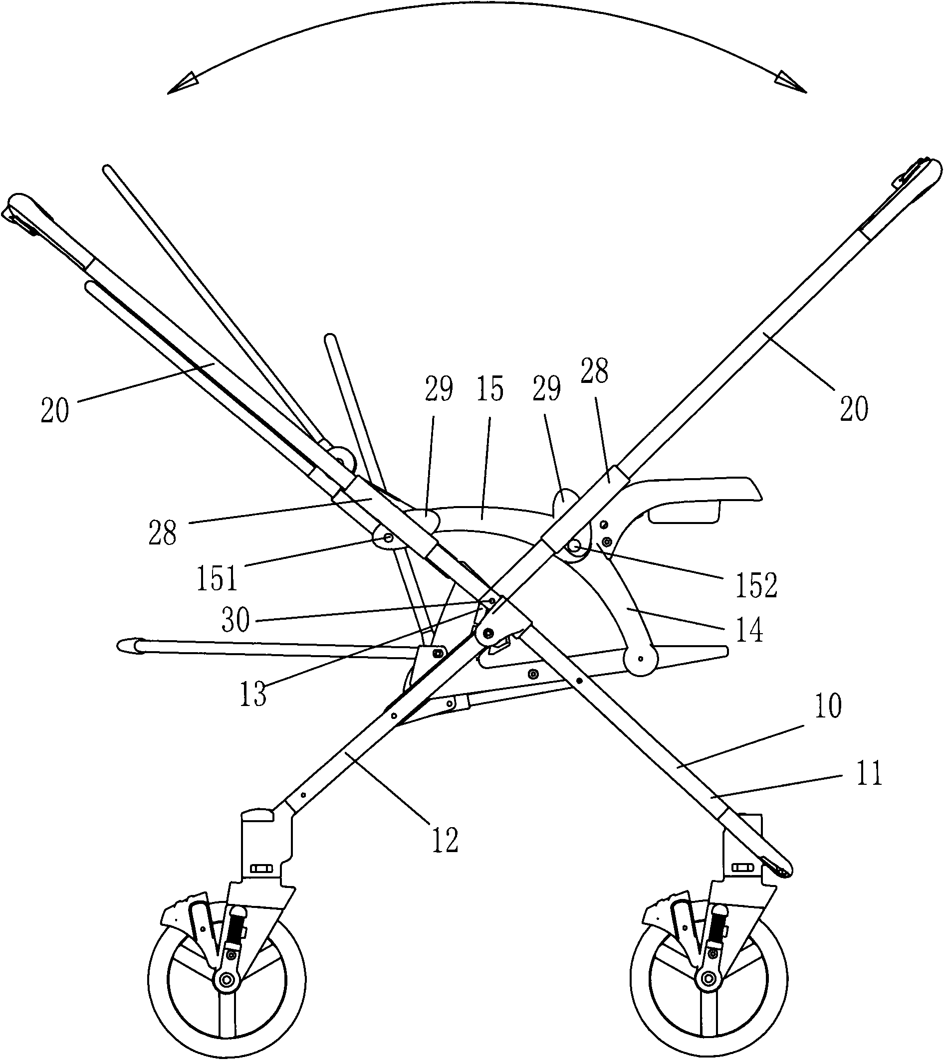 Baby stroller with reversible push bar