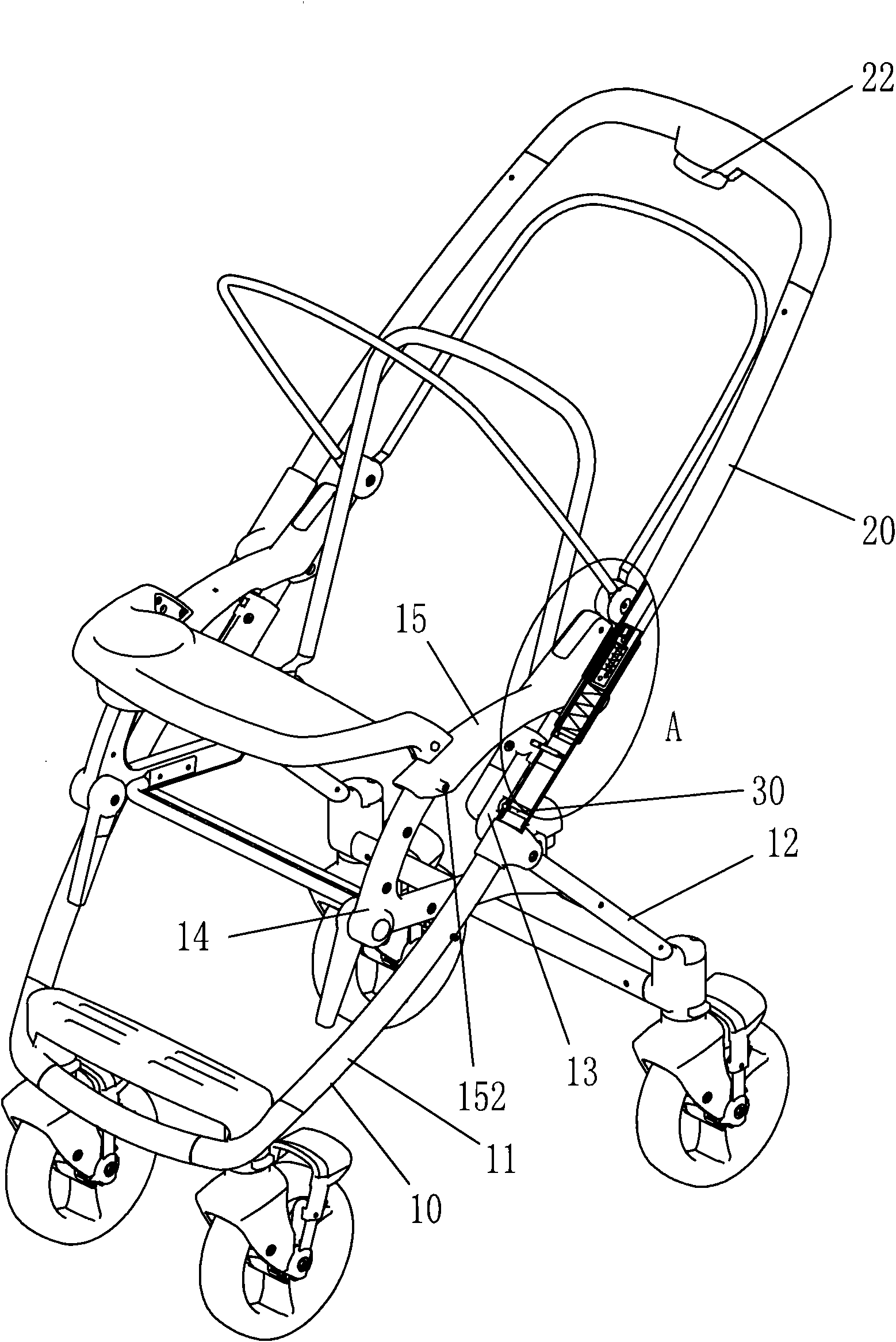 Baby stroller with reversible push bar