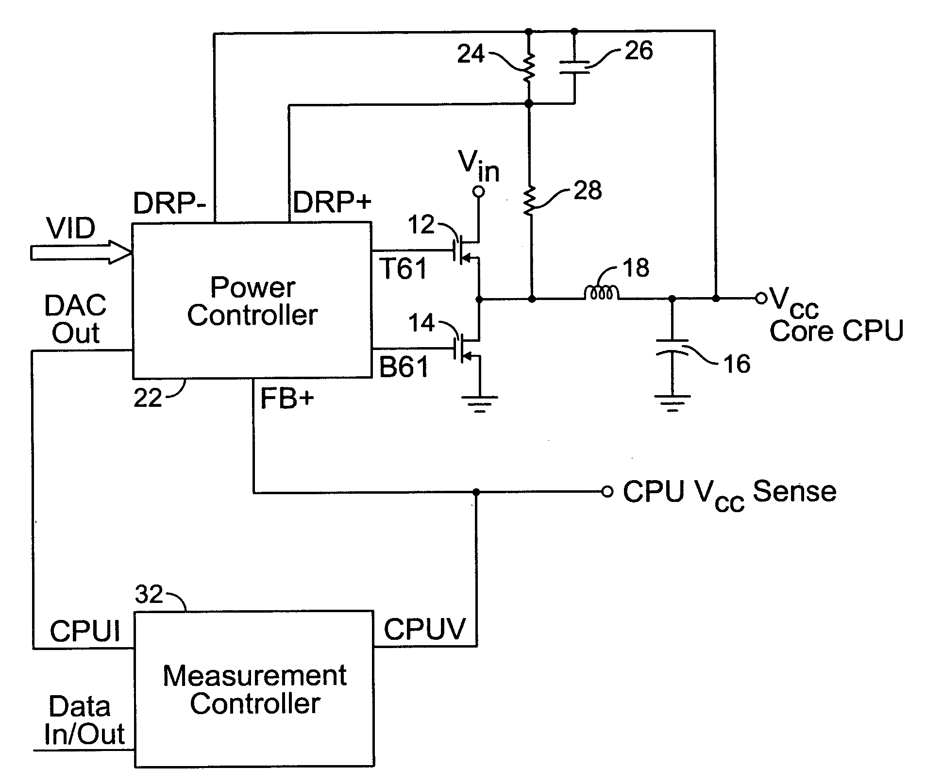 Method and apparatus for determining load current in a CPU core voltage regulator