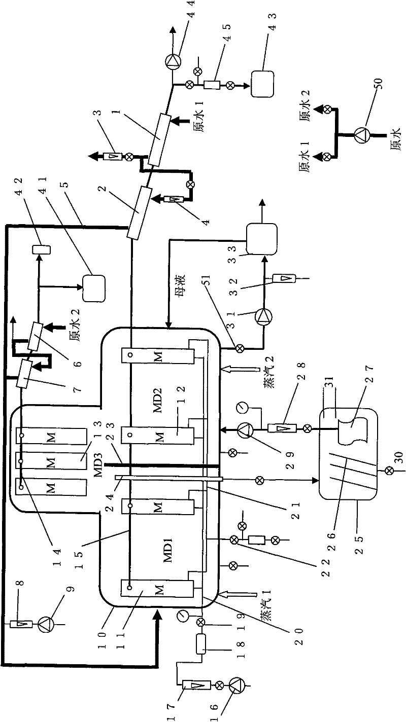 Membrane evaporating and concentrating method and device