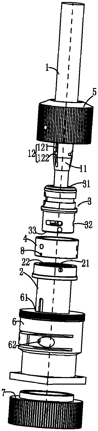 Mechanism used for positioning and locking of QBH optical fiber head and cutting head