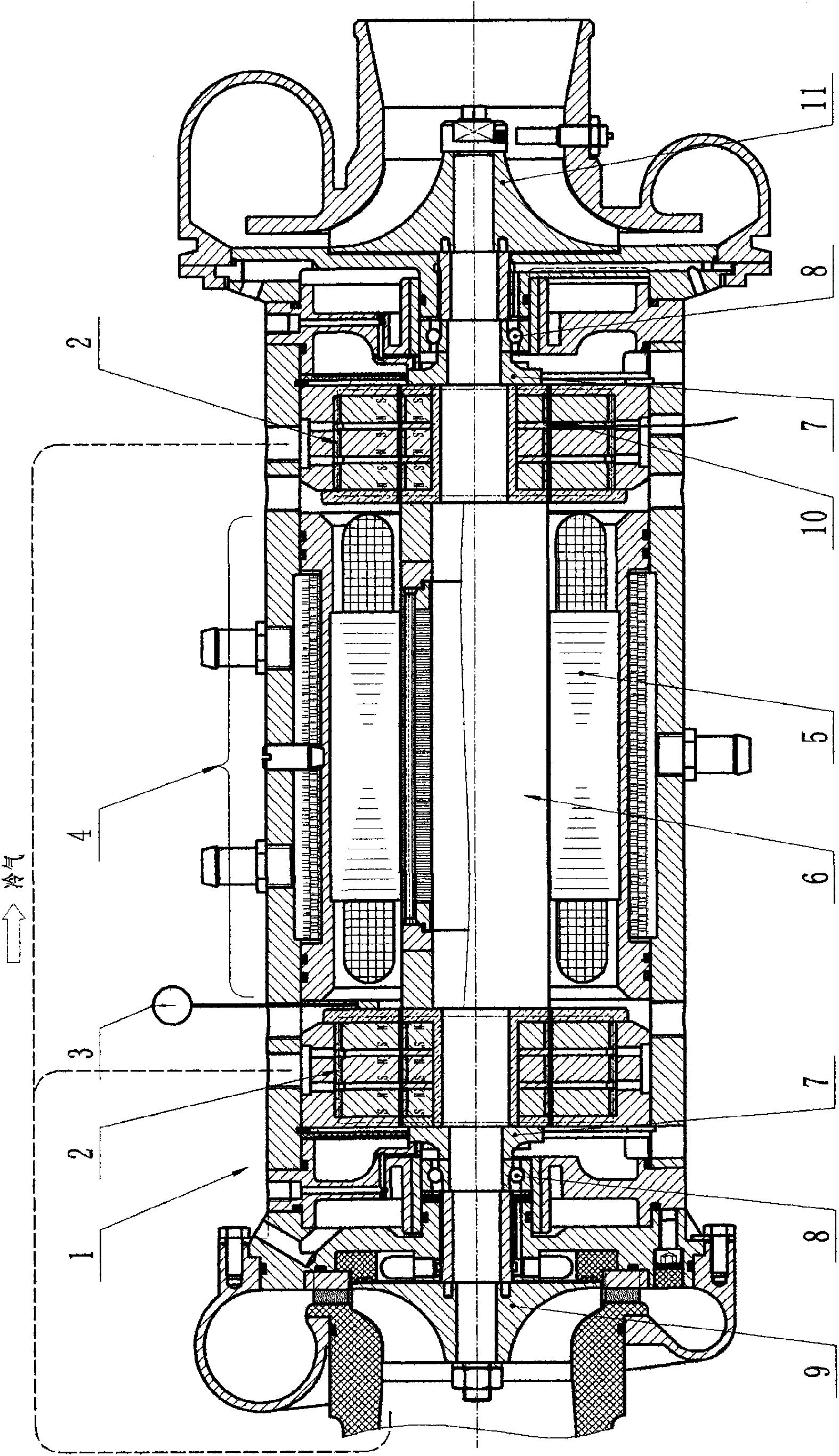 Standard magnetic suspension hybrid bearing-supported rotor and high-speed induction electrical rotating machine