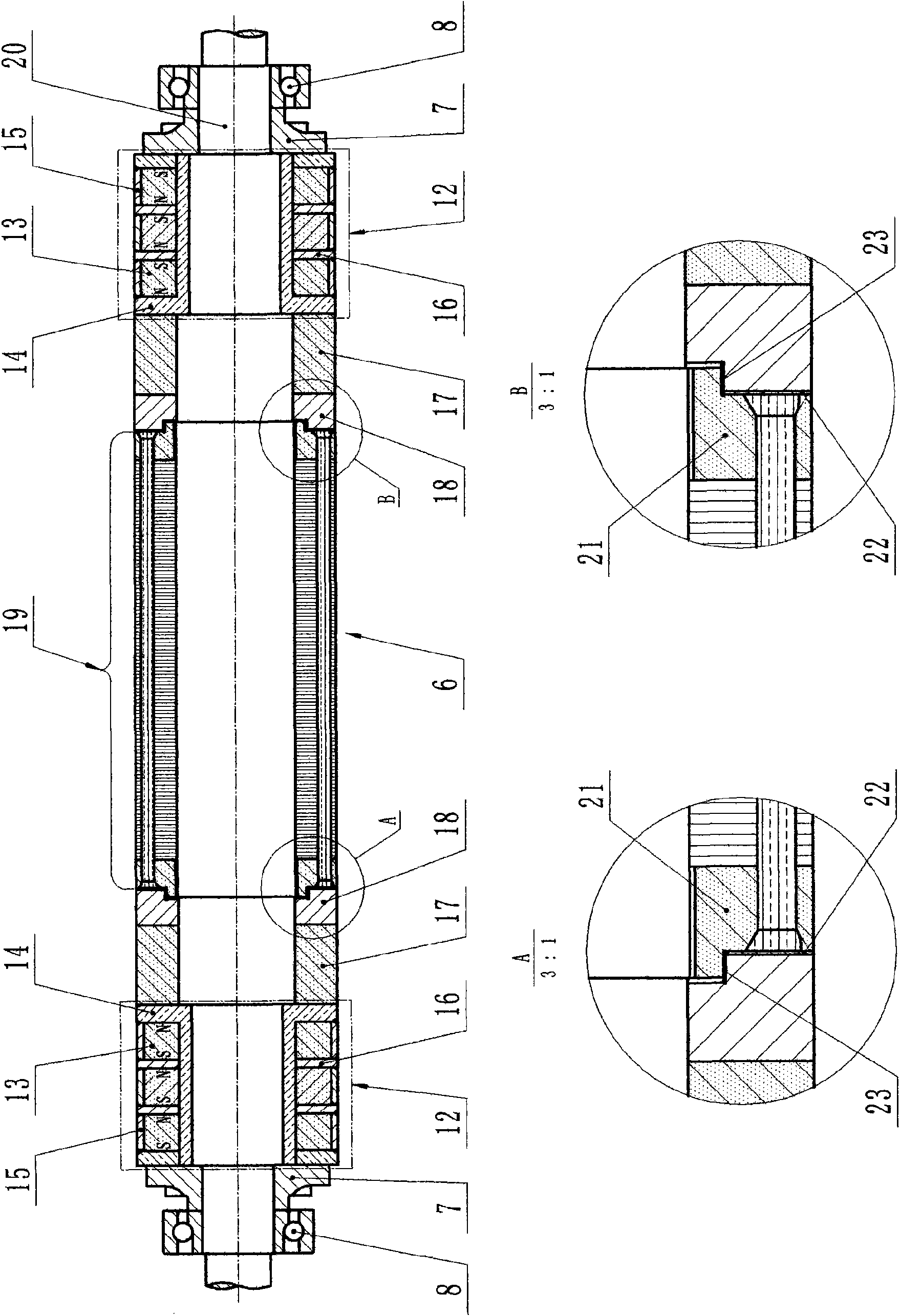 Standard magnetic suspension hybrid bearing-supported rotor and high-speed induction electrical rotating machine