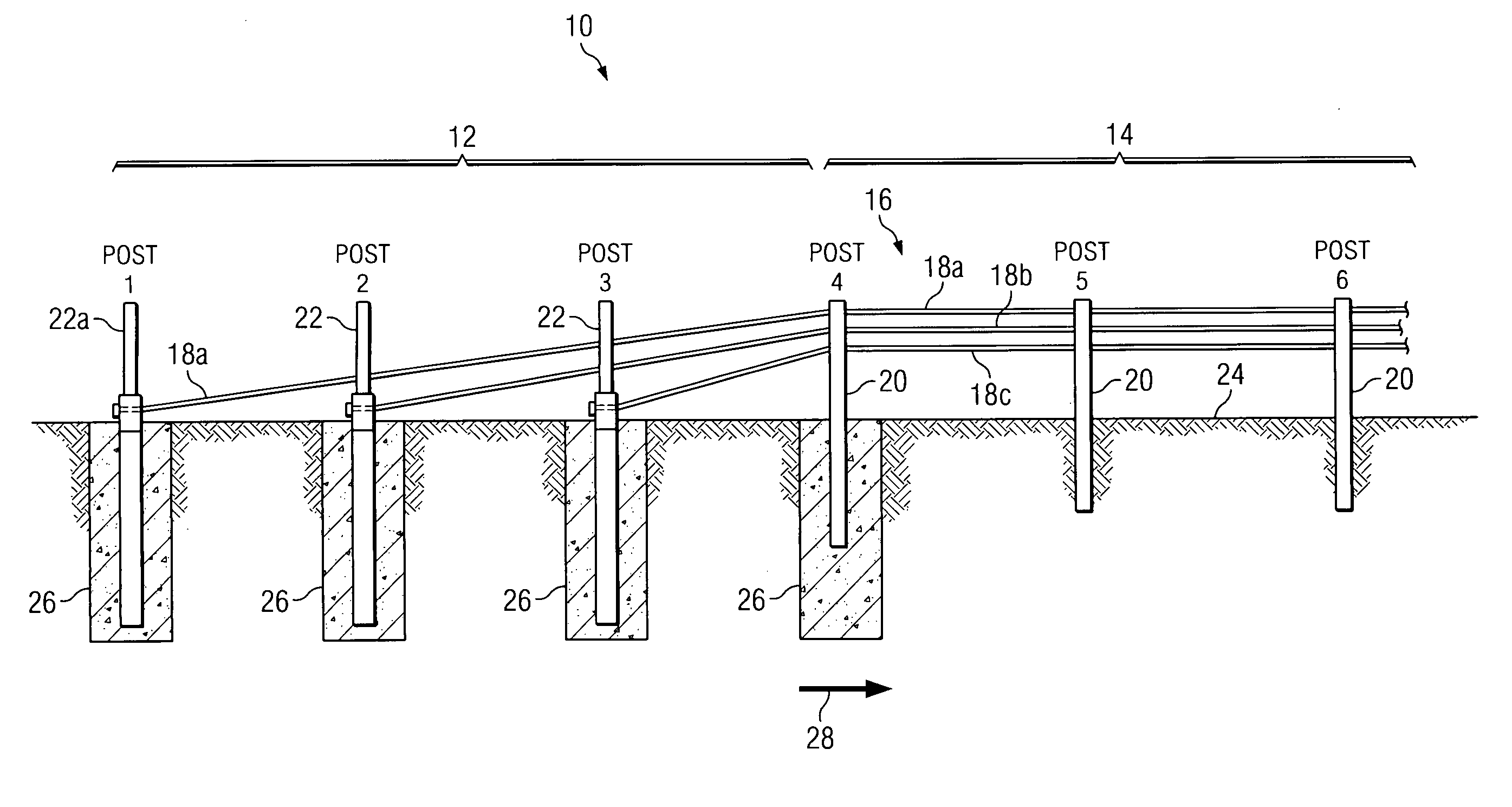 Cable barrier guardrail system with steel yielding support posts