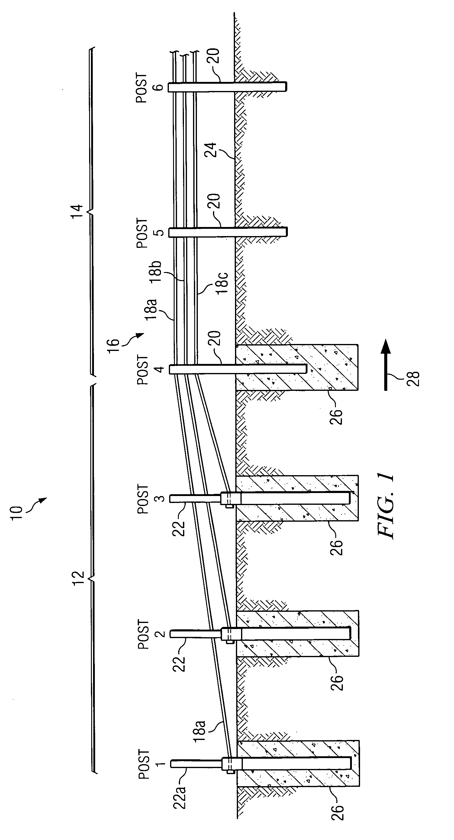 Cable barrier guardrail system with steel yielding support posts