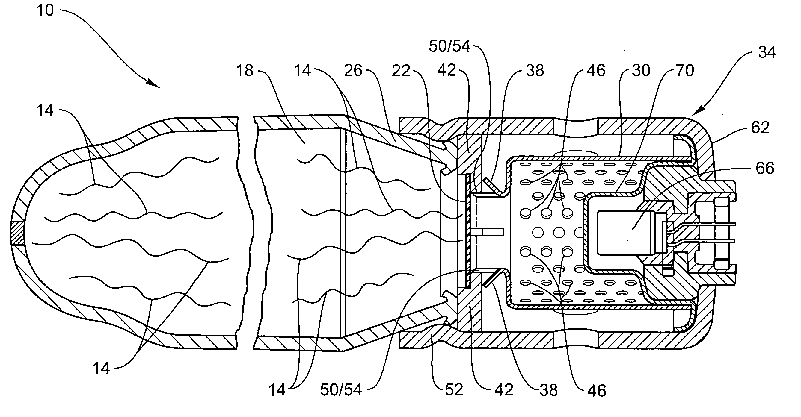 Airbag inflation with sliding baffle