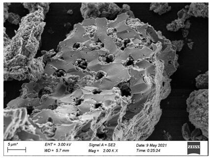 Preparation method and application of novel modified rubber seed shell biochar material