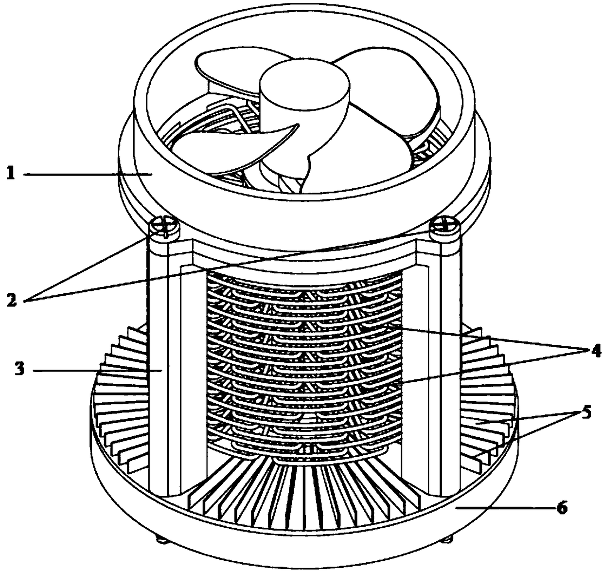 A multi-heat pipe composite high-power electronic chip radiator