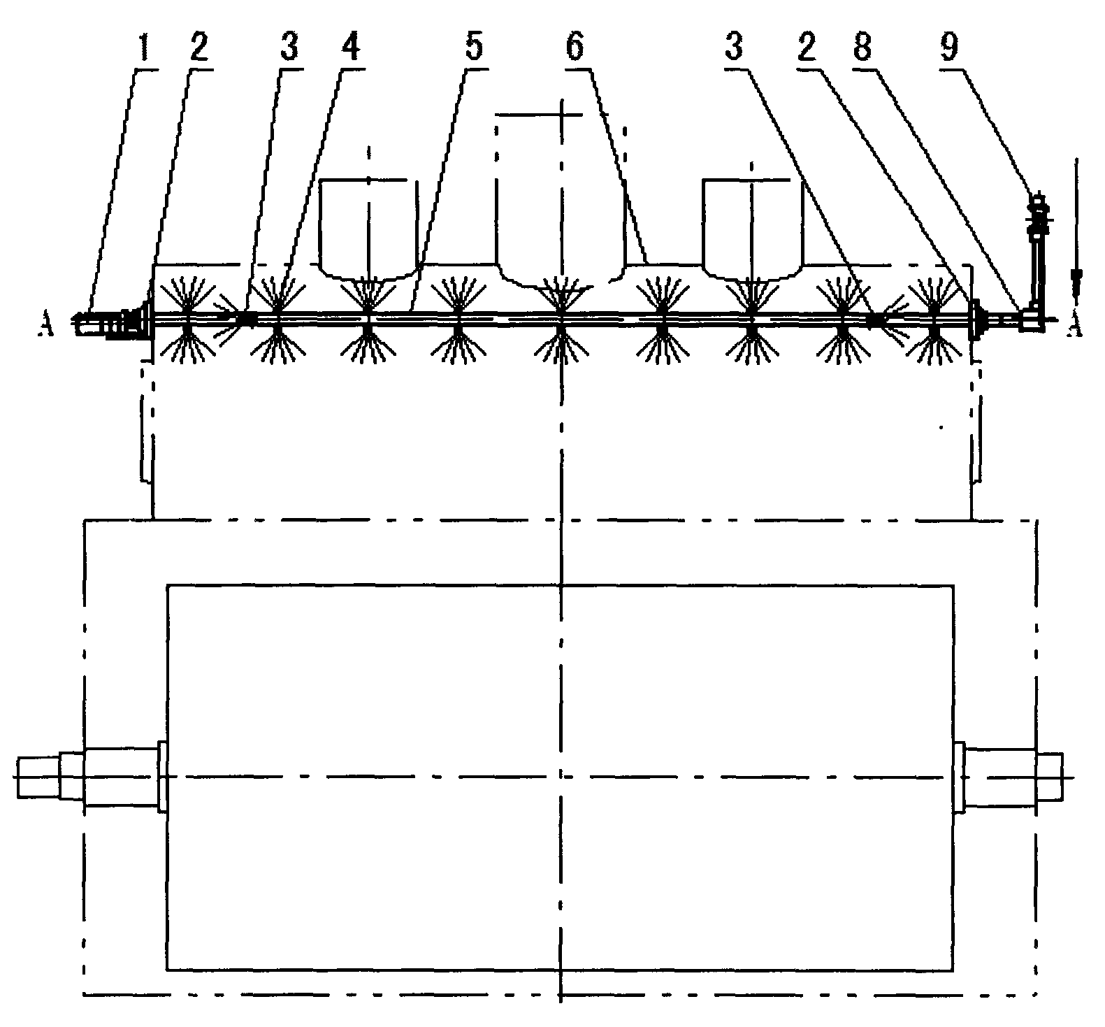 Non-detaching cleaning device for enclosed cover of rotary drum drier