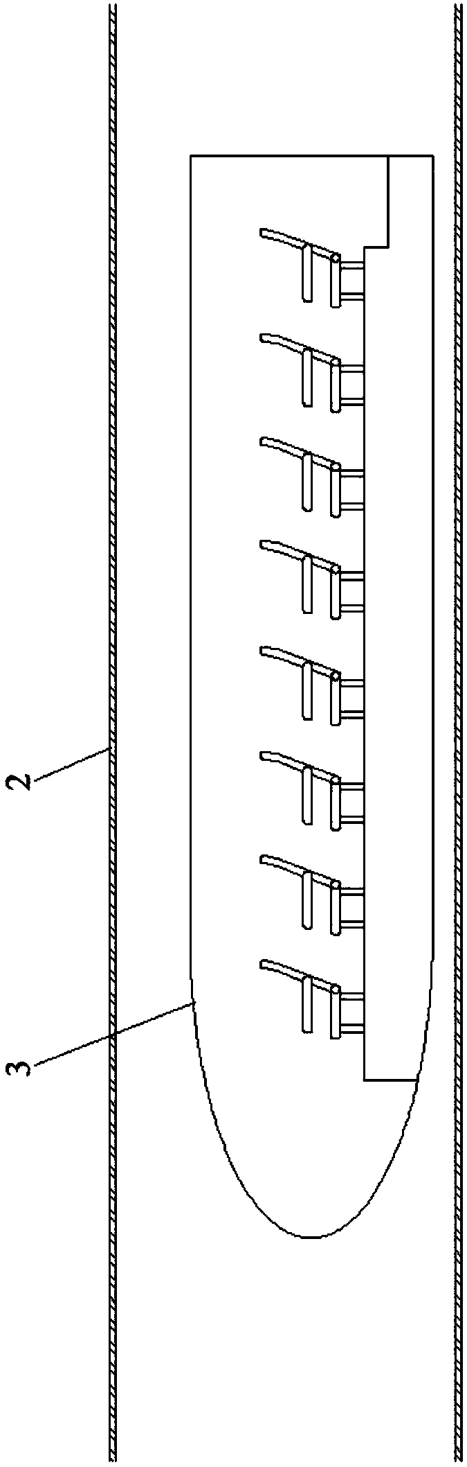 Gravitational equilibrium wheeled vehicle vacuum pipeline traffic system suitable for strait channel