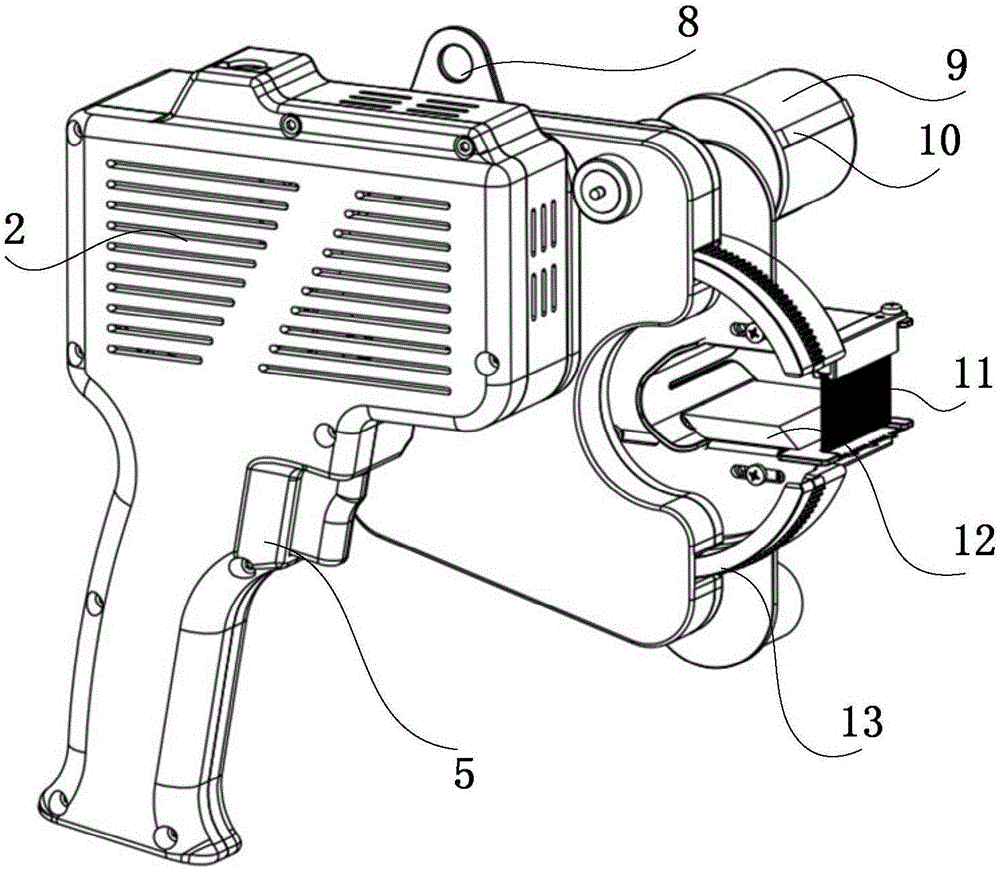 Mechanical structure and use method of compact hand-held tape winding machine