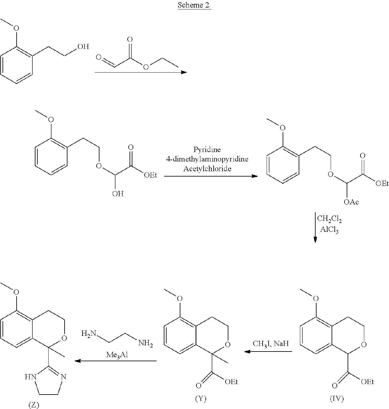 Process for the preparation of 2-(5-methoxyisochroman-1-yl)-4,5-dihydro-1H-imidazole and the hydrogensulfate salt thereof