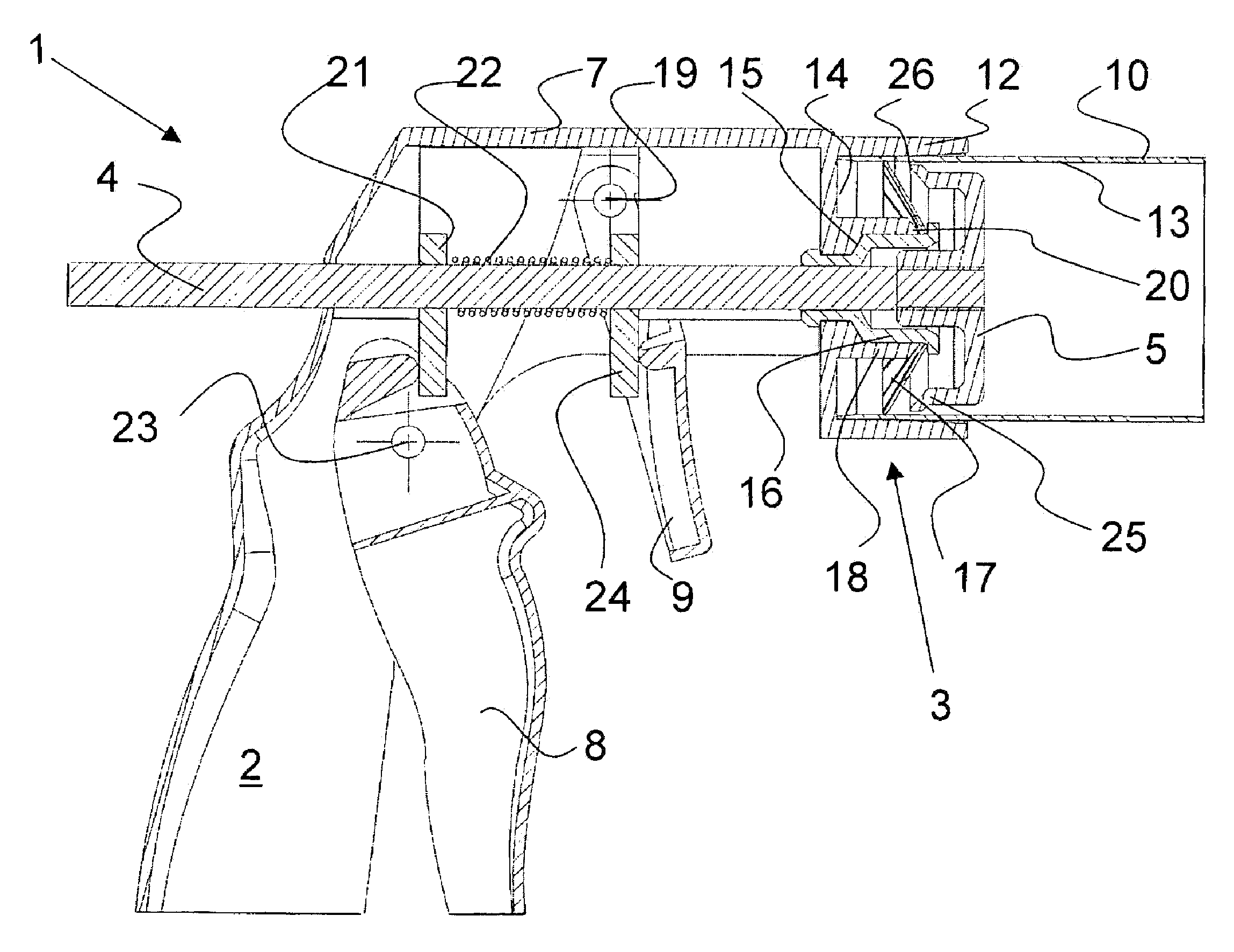 Cartridge pistol with a cartridge holder