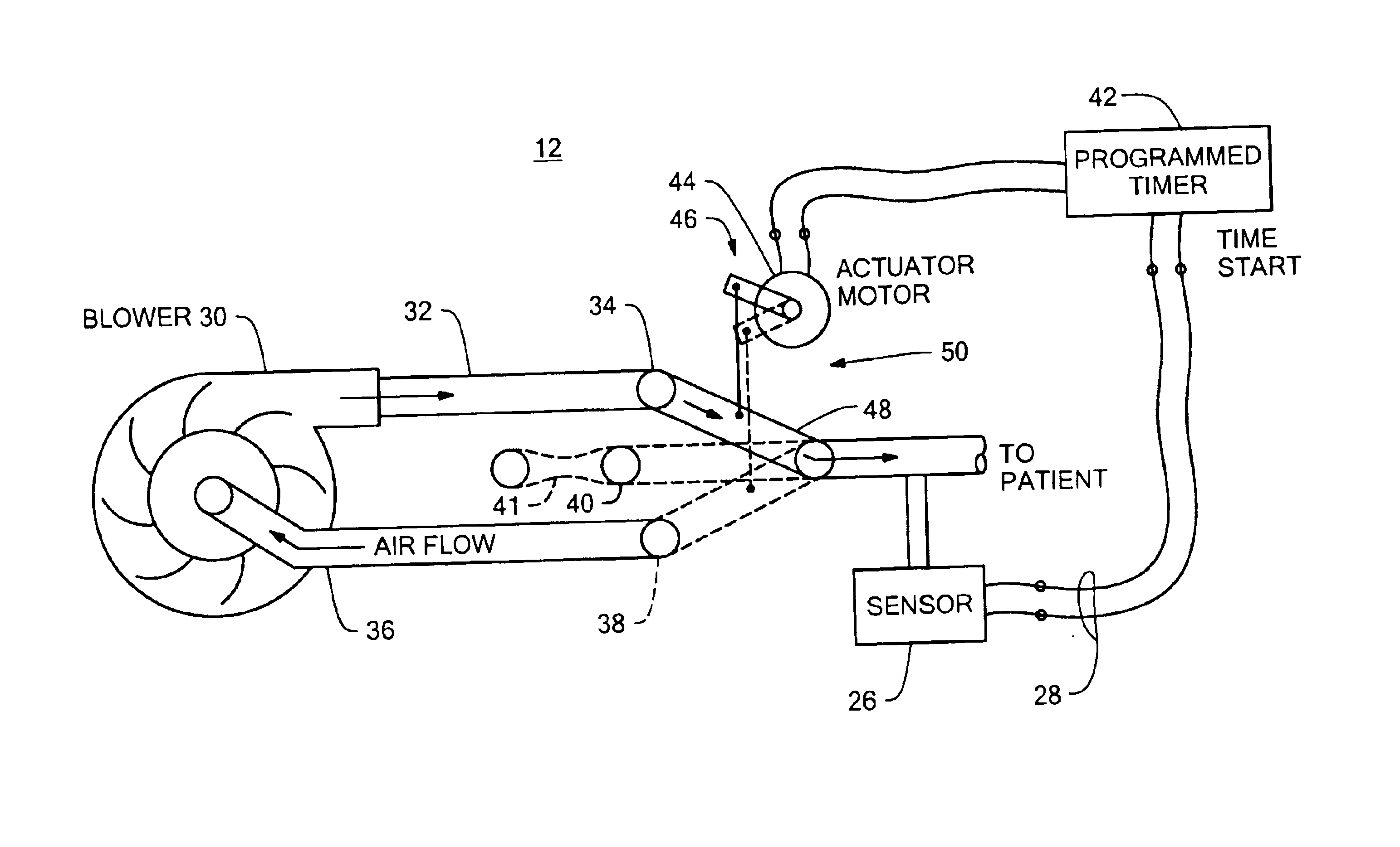 Insufflation-exsufflation system for removal of broncho-pulmonary secretions with automatic triggering of inhalation phase