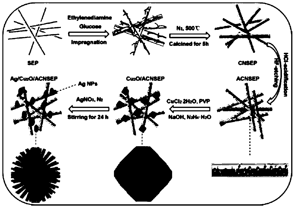 A modified sepiolite modified electrode and its preparation method and application