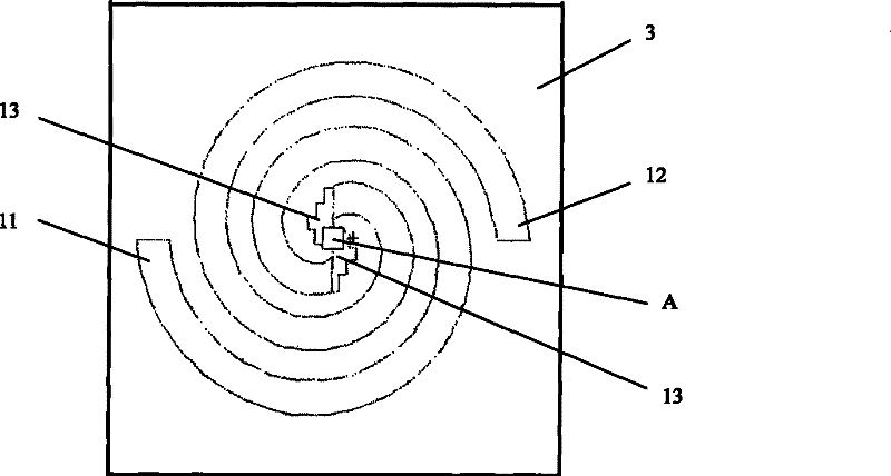 Archimedes spiral antenna of graded dielectric constant with three frequency light quantum band-gap