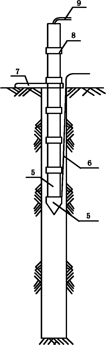 Construction and processing method of great deep vertical inclinometer pipe in stratum containing gravels