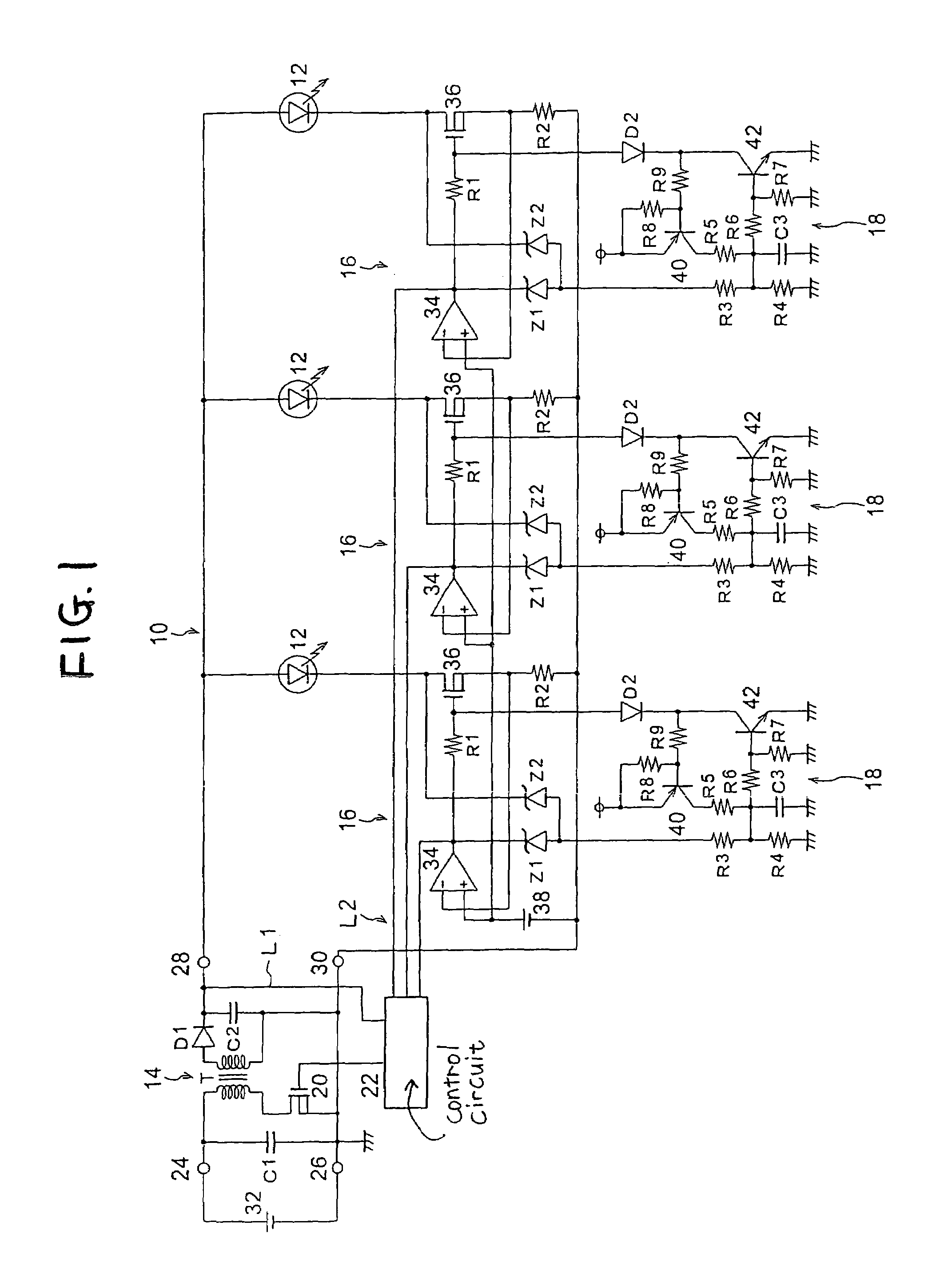 Lighting control circuit for vehicle lamps