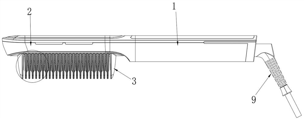Linear comb tooth electric heating hair straightening comb