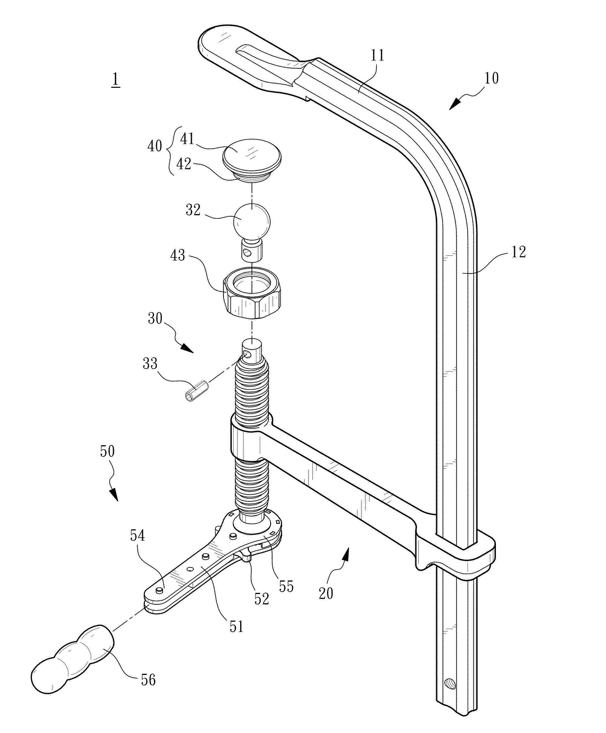 Clamp with ratchet device