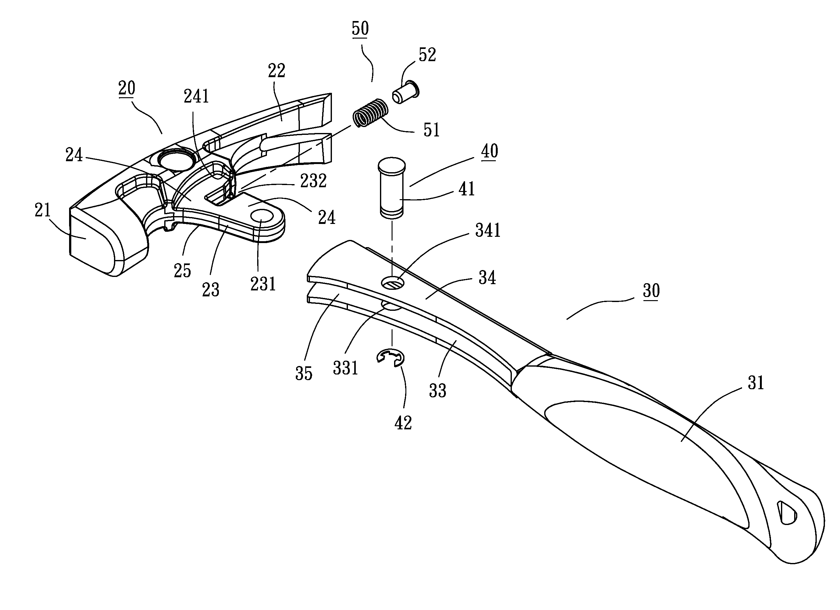 Hammering tool with buffer design