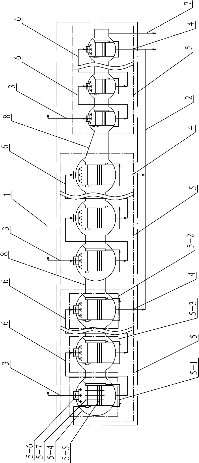 Main evaporator of low-temperature multi-effect sea water desalinization high-concentration factor combined system