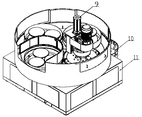 Continuous multi-station curved face polisher sand liquid circulating and protecting device