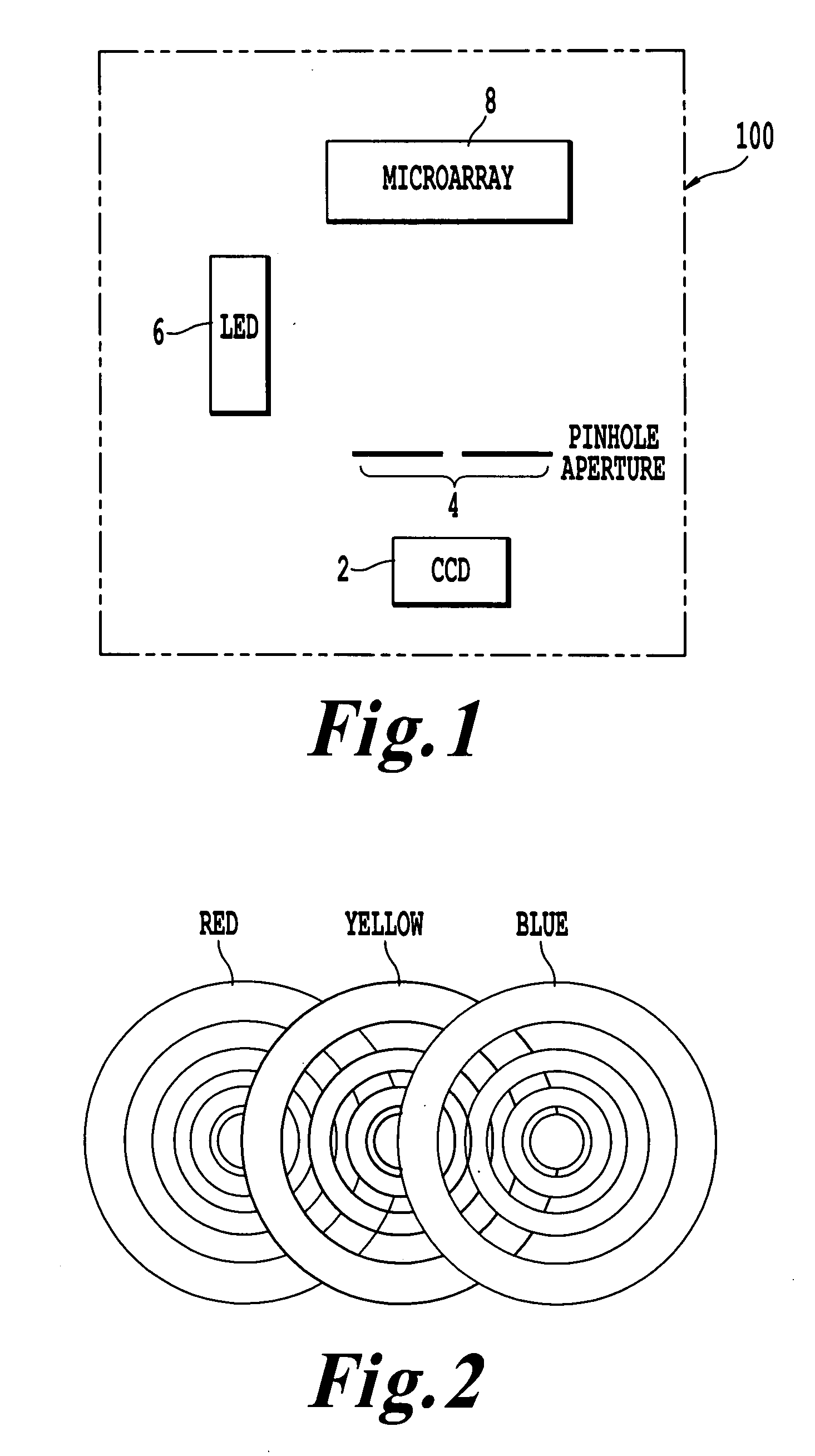 Microarray imaging system and associated methodology