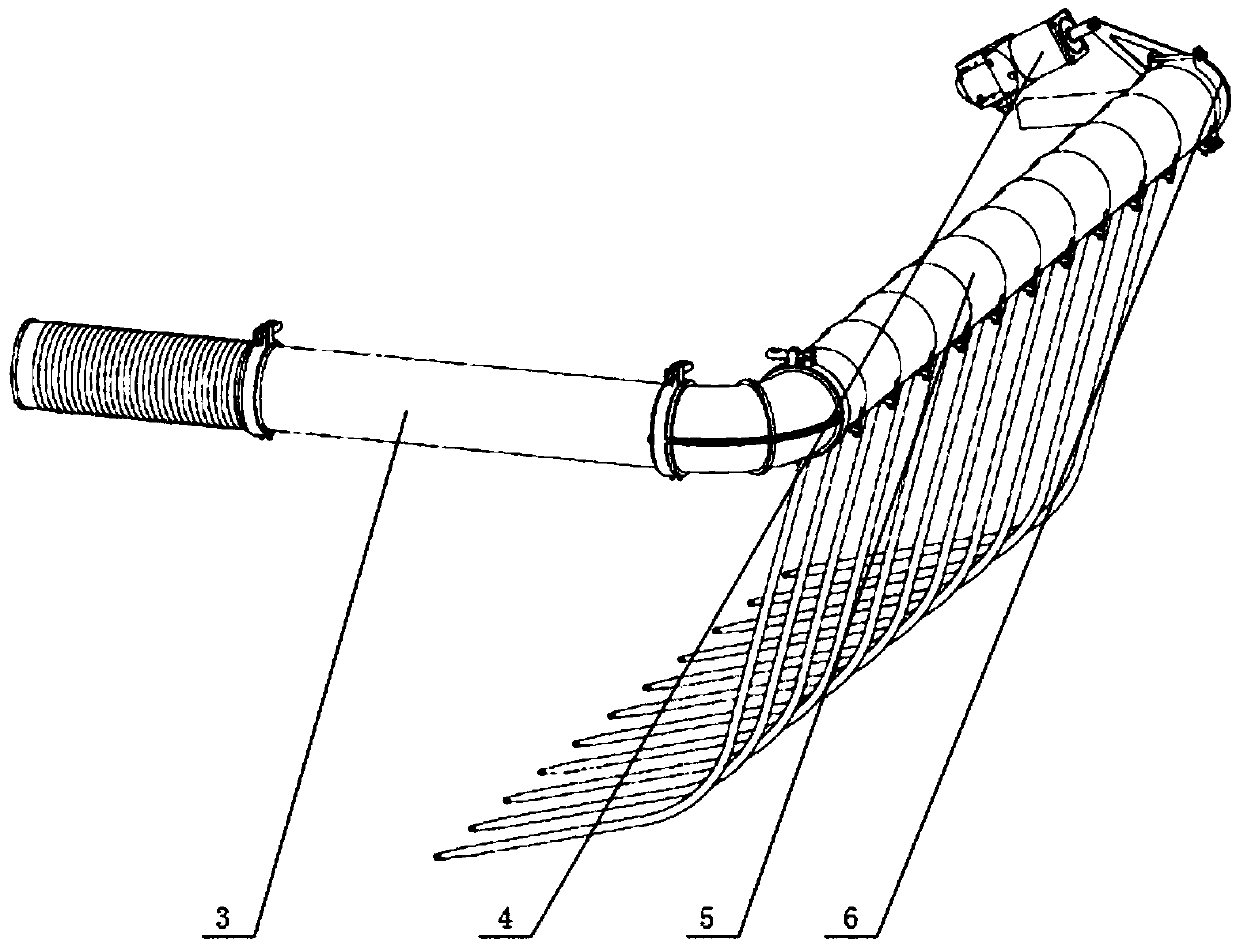 Pneumatic blowing device for header of combine harvester