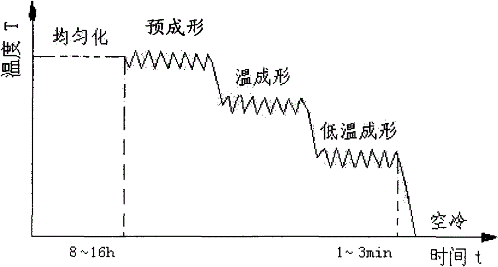 Magnesium alloy construction member step temperature forming method