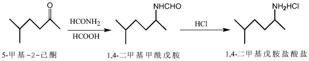 Preparation method of 1, 4-dimethyl pentylamine hydrochloride