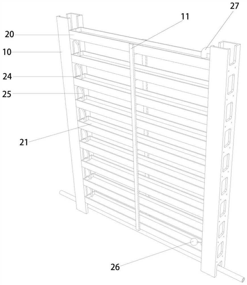 Water storage sunshade grid system for passive cooling of building outer wall