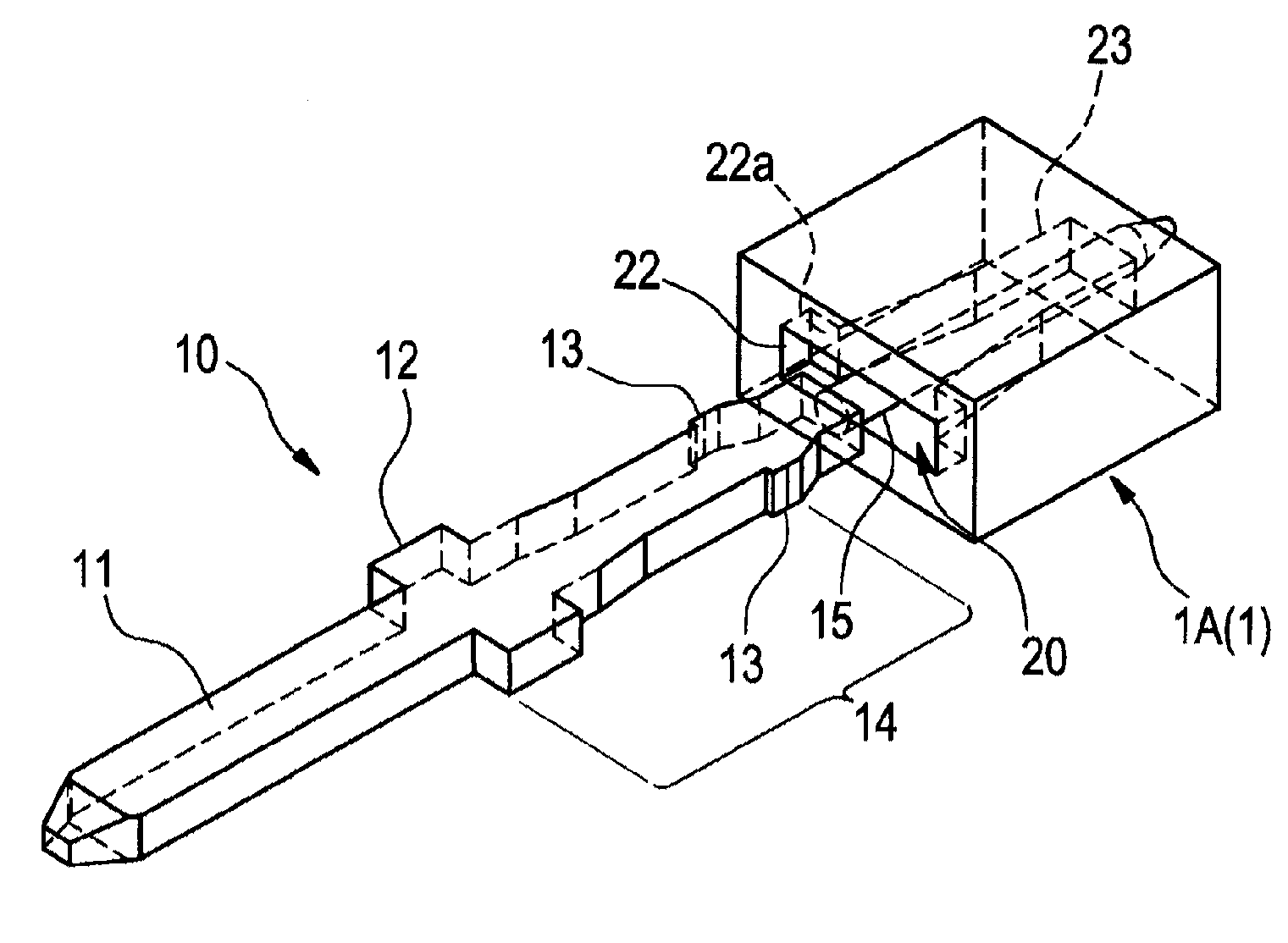 Press-fit terminal for board connector and fixing structure of press-fit terminal to connector housing