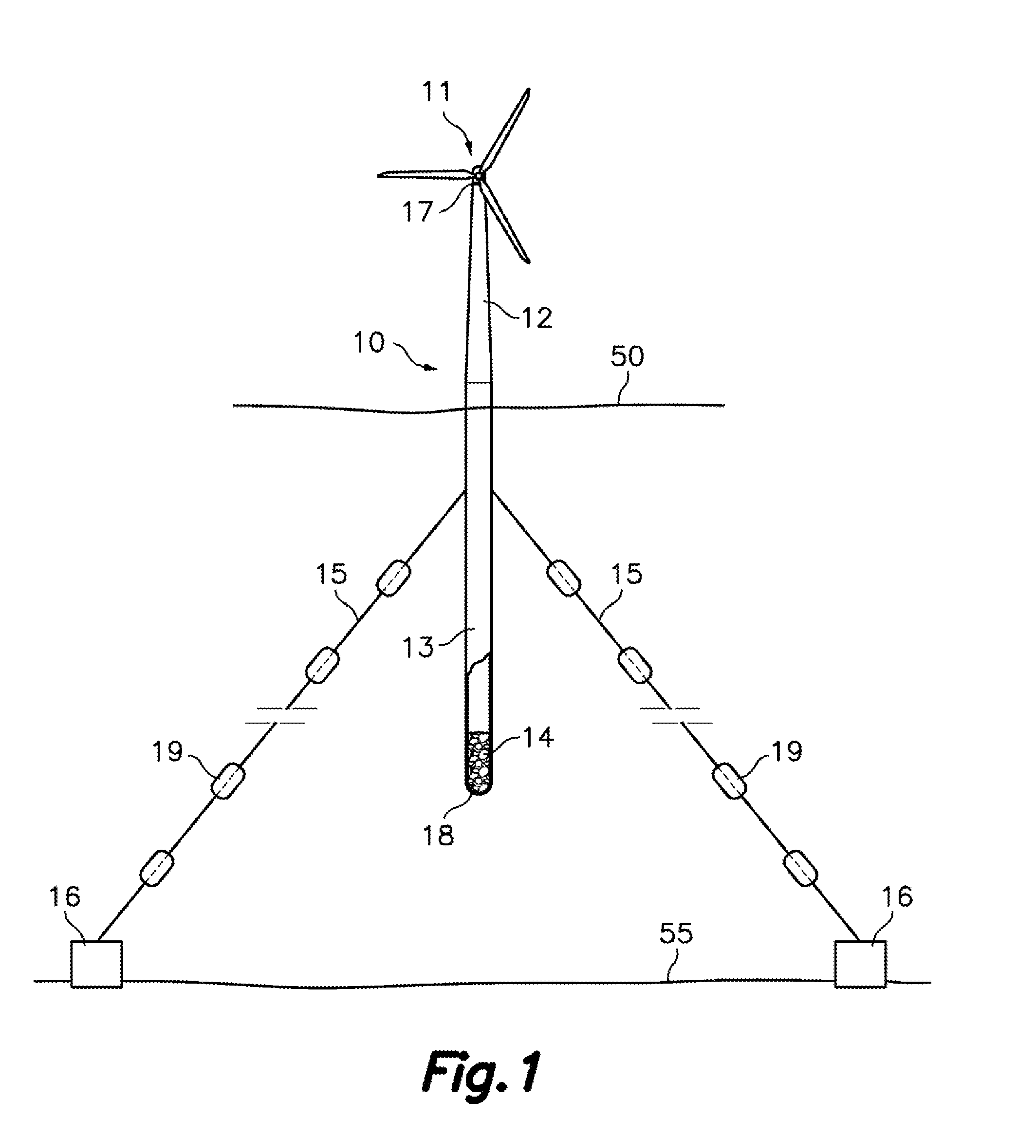 Floating structure for supporting a wind turbine