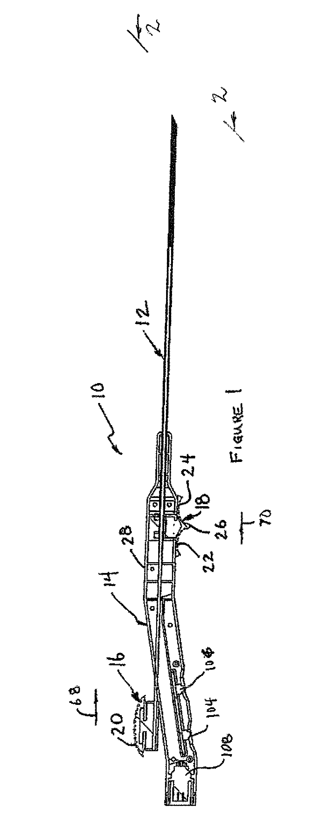 Anchored RF ablation device for the destruction of tissue masses