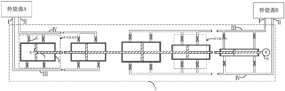 Self-adaptive hydraulic potential energy converting device