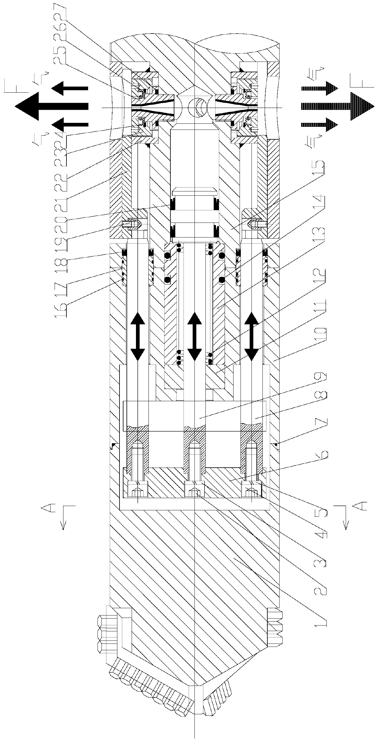 Double grouting nozzle device with self opening and closing function