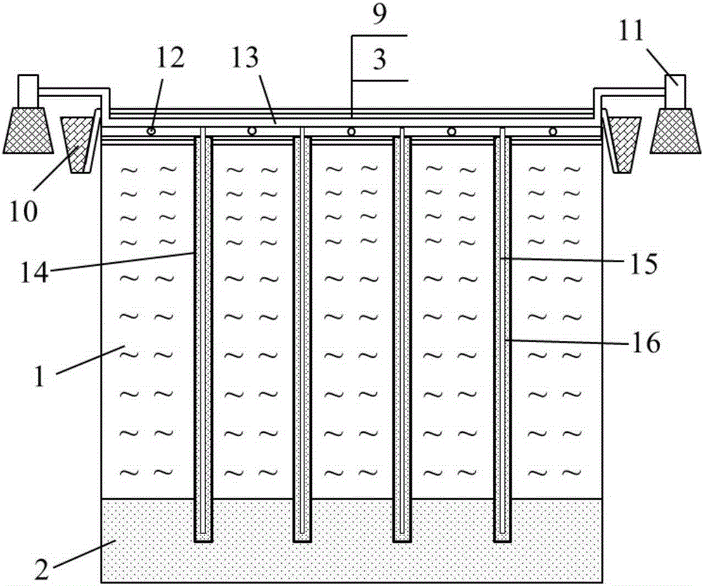 Method for treating soft soil foundation through combination of bagged grouting gravel pile and vacuum preloading