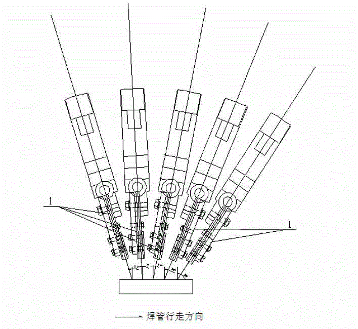 Automatic five-wire submerged arc welding method for thick-wall welded pipes