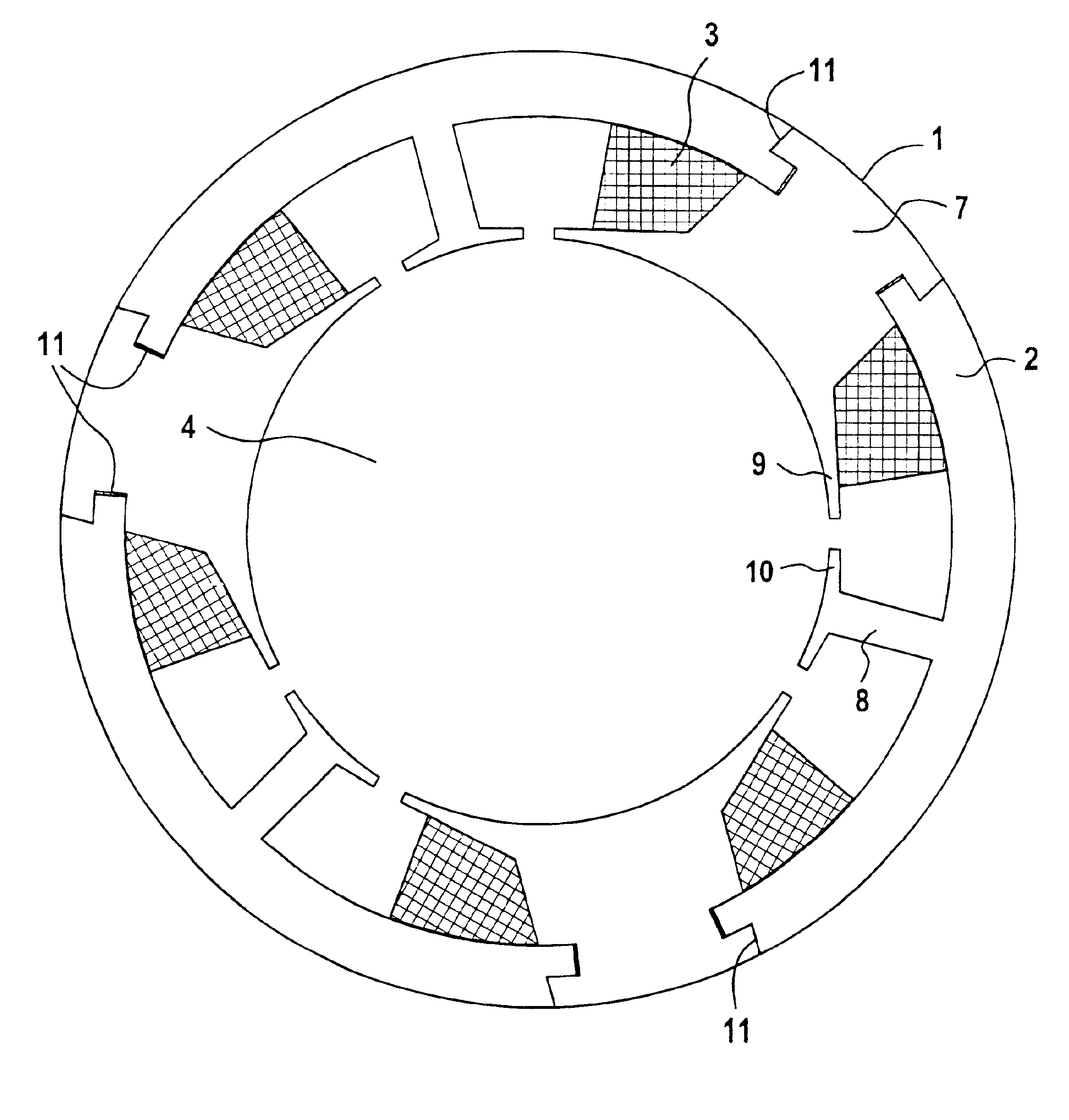 Permanent magnet rotor electrical synchronous machine with different alternatively arranged tooth pitch widths