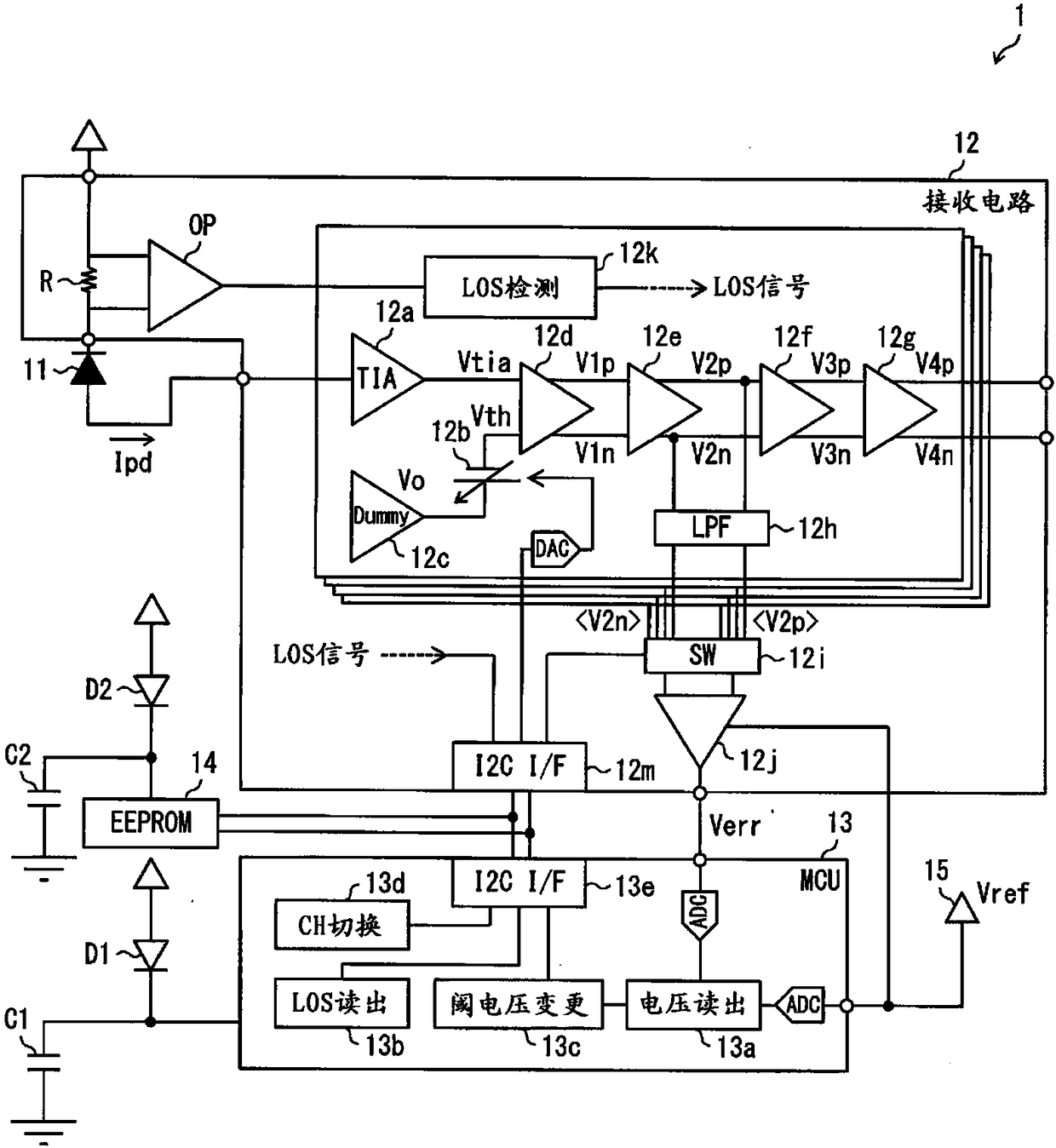 Optical receiver, active optical cable, and control method for optical receiver