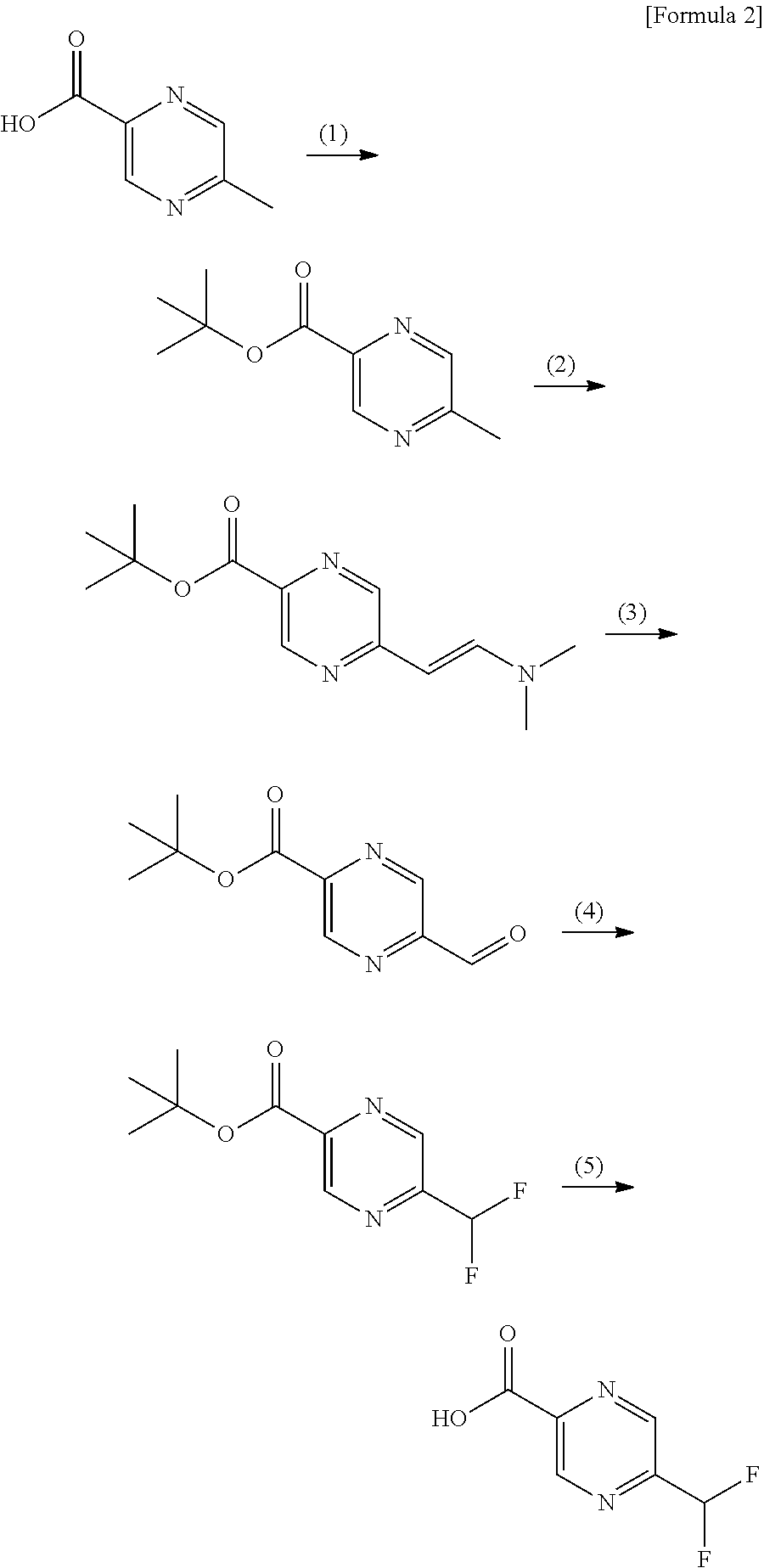 Method for producing 5-(difluoromethyl)pyrazine-2-carboxilic acid and production intermediate thereof