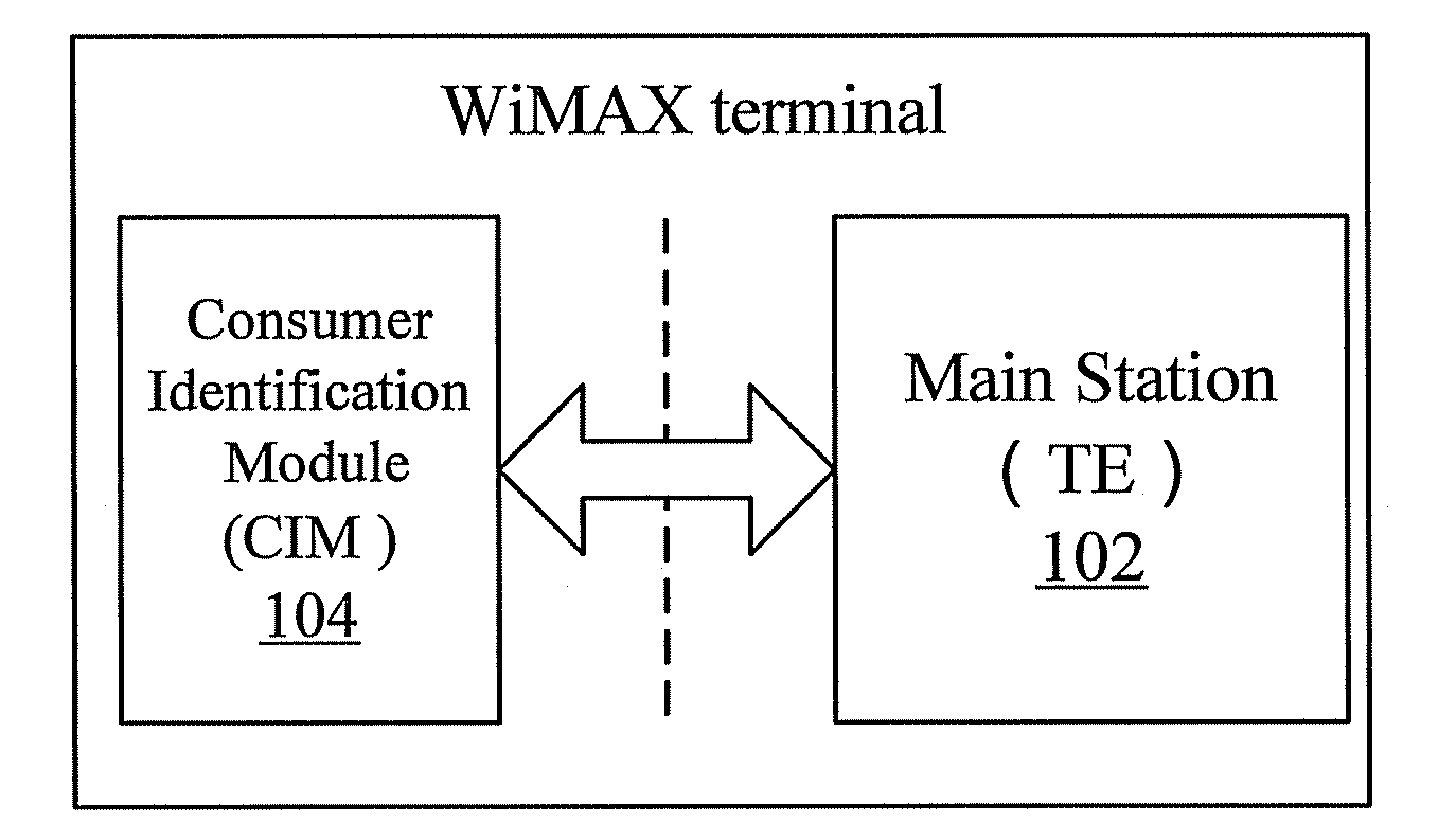 Terminal device with separated card and station based on wimax system