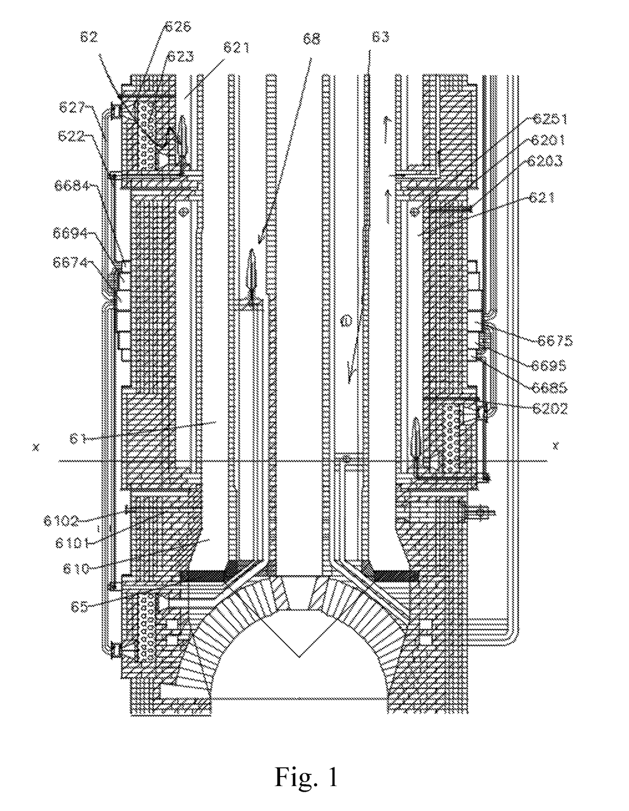 External gas heating device of coal pyrolyzing furnace